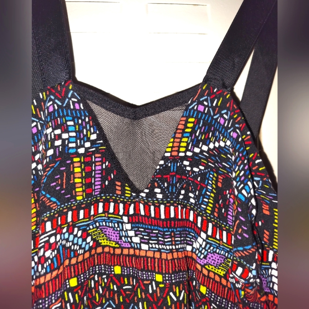 Black strappy colorful tank dress Charlotte Russe Sz L